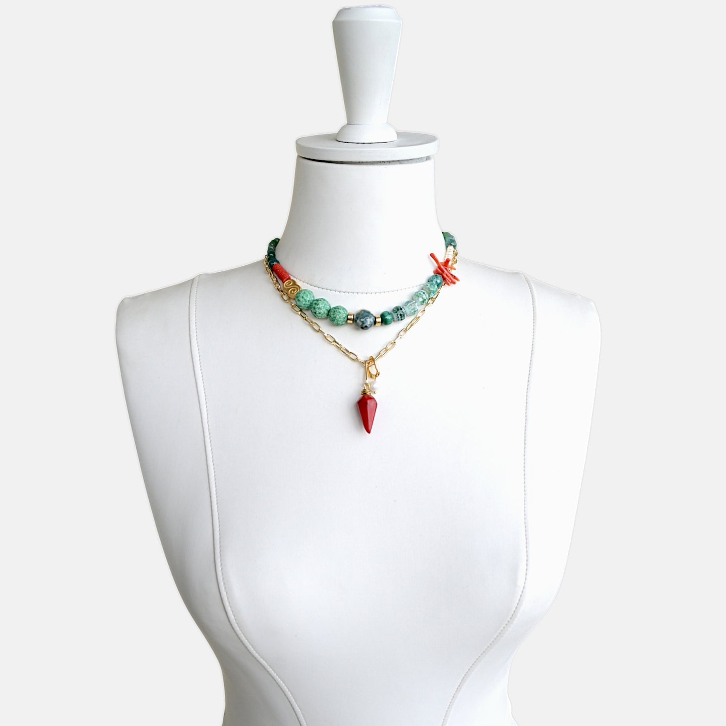 2li Doğal Taş Kolye Set