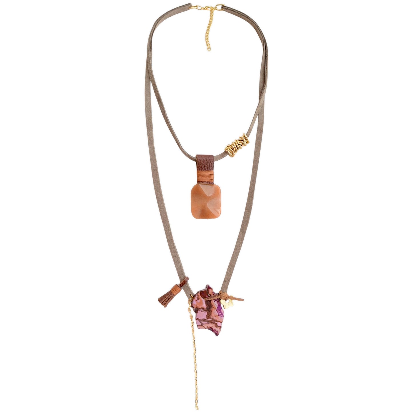 Akik Aventurin ve Varisit Taşlı 2li Kolye Set