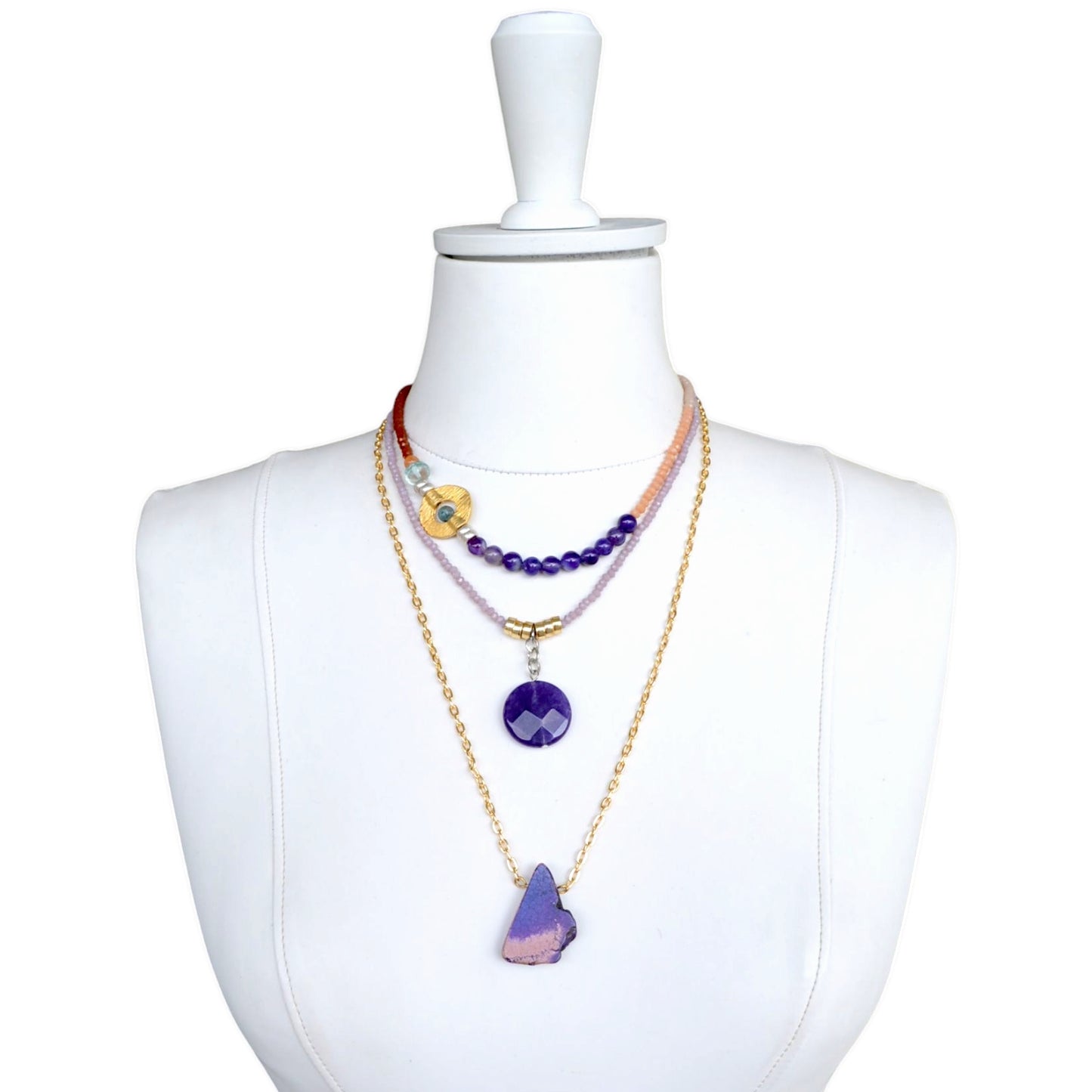 Kuvars ve Varisit Taşlı 3lü Kolye Set