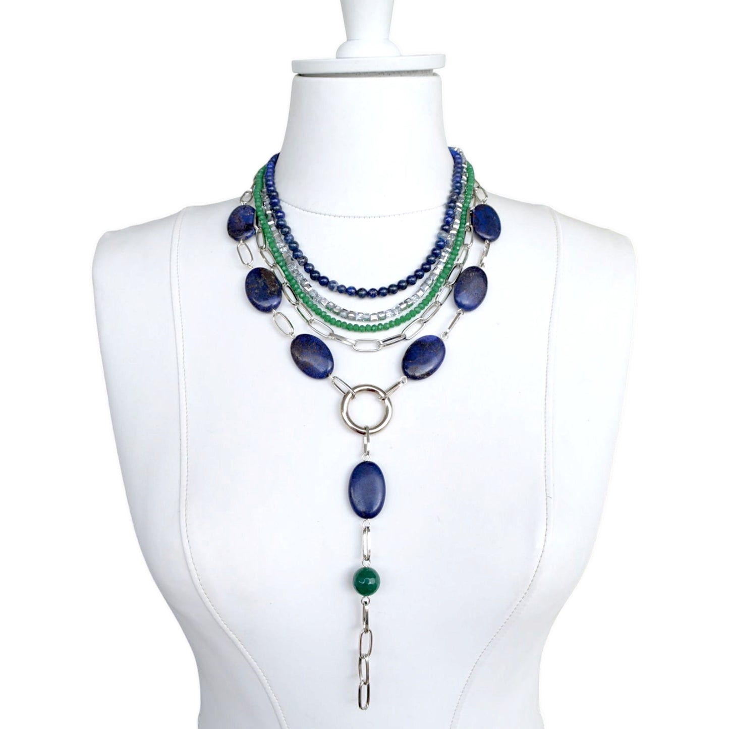Lapis ve Turkuaz Taşlı 2li Kolye Set