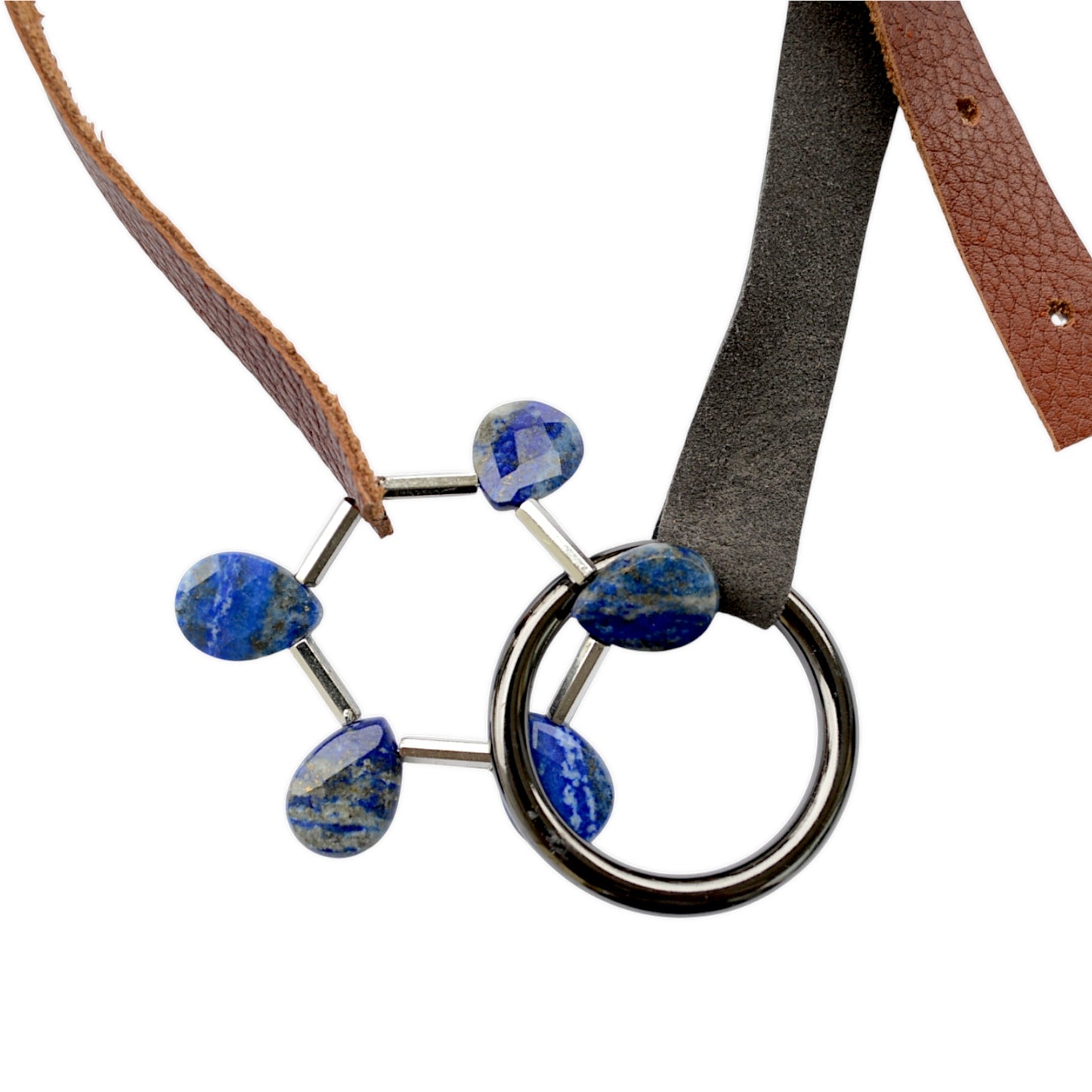Lapis Taşlı Deri Kolye