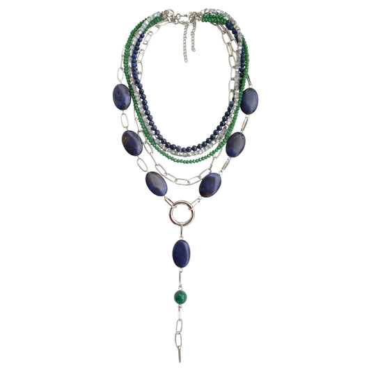 Lapis ve Turkuaz Taşlı 2li Kolye Set
