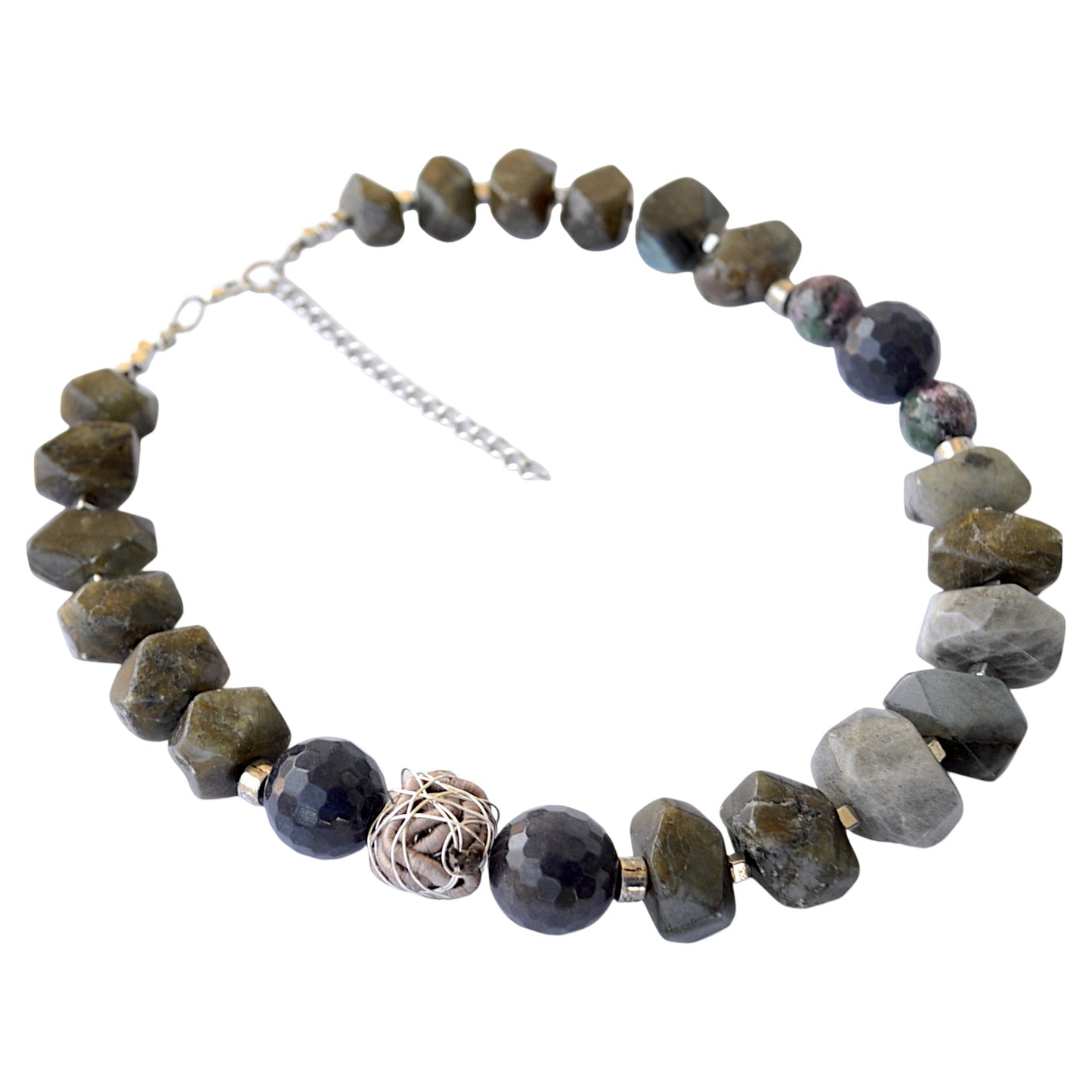 Labradorit ve Lapis Lazuli Taşlı Kolye