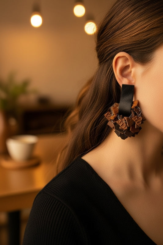 Taba - Siyah Deri Küpe