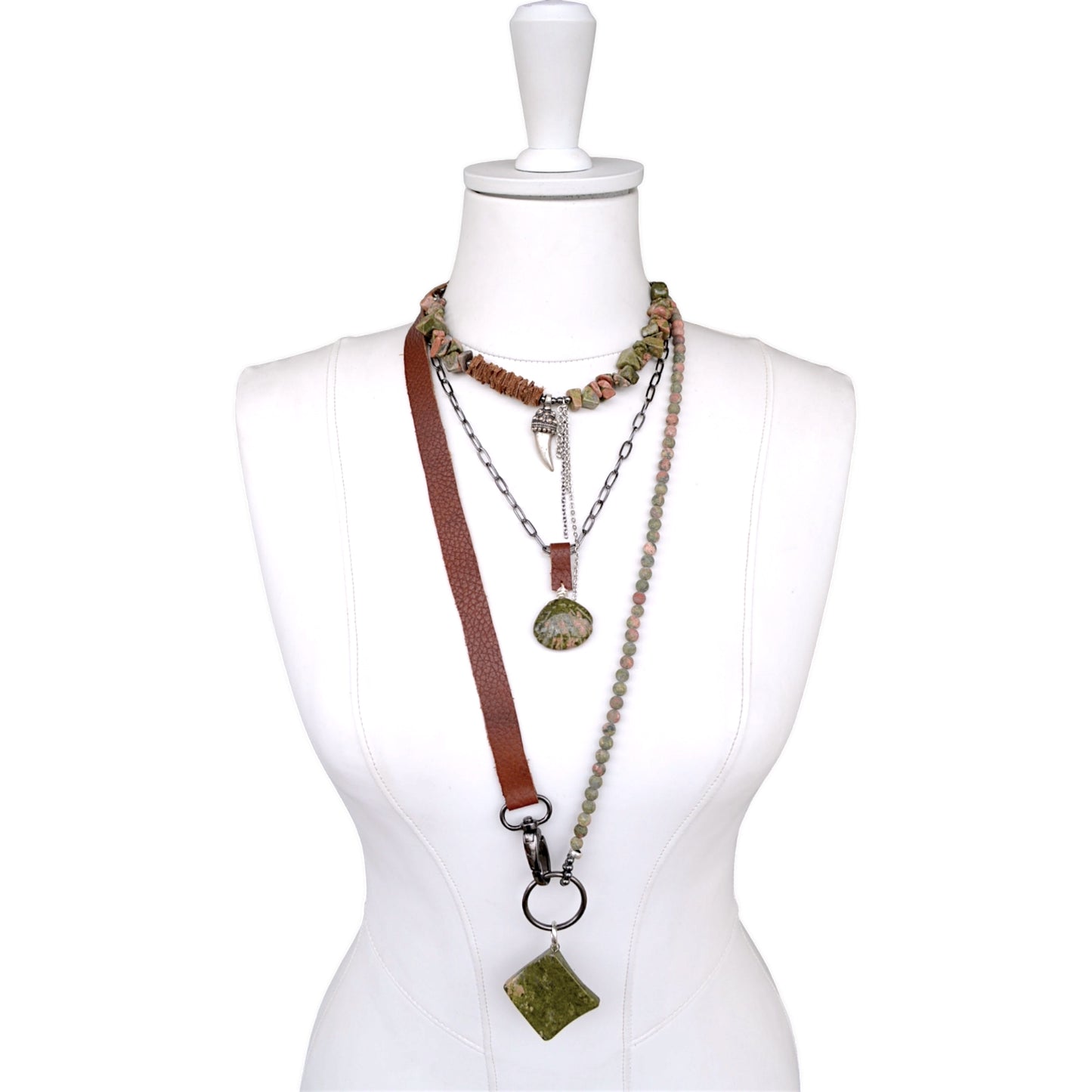 Unakit Taşlı 3lü Kolye Set