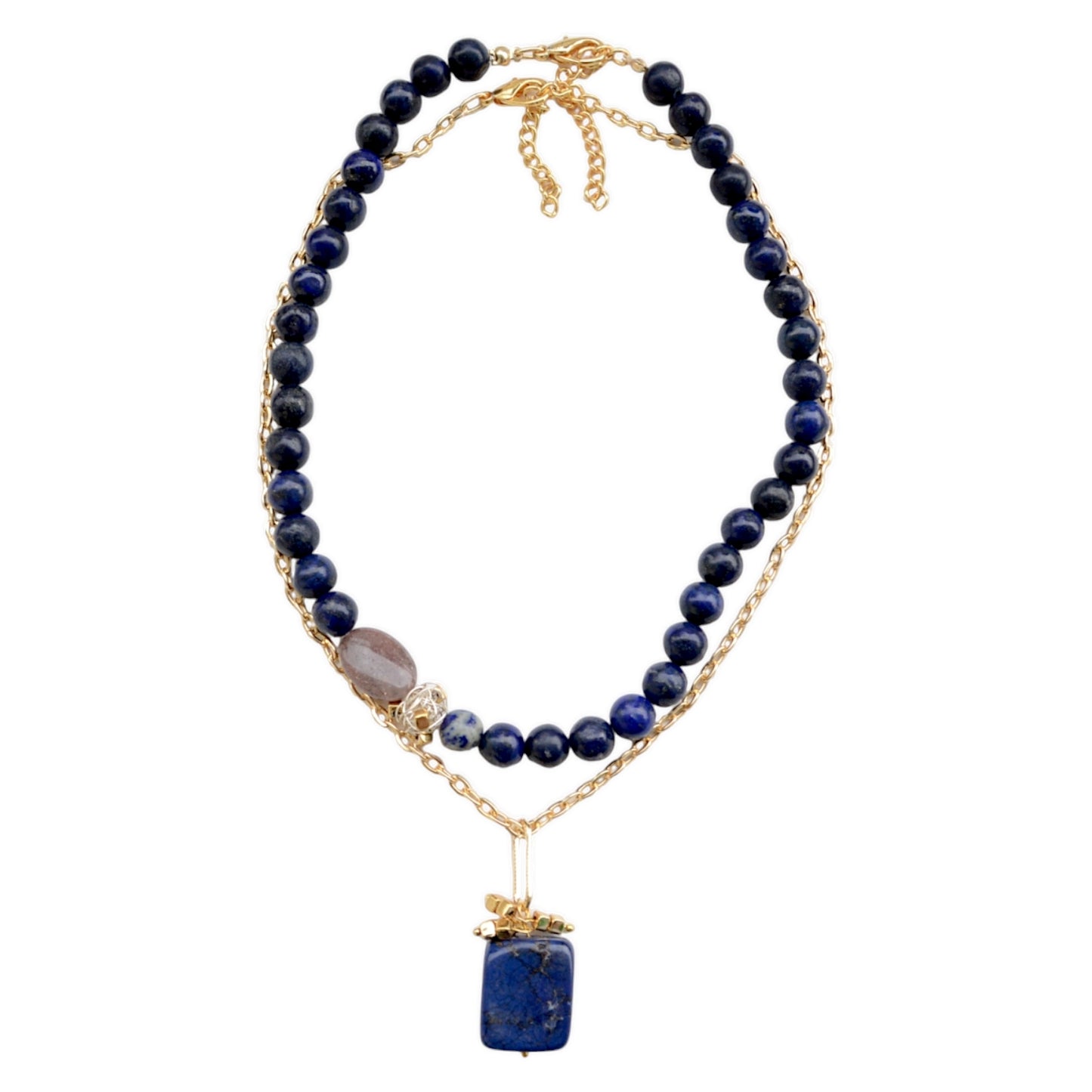 Lapis Lazuli Taşı 2li Kolye Set