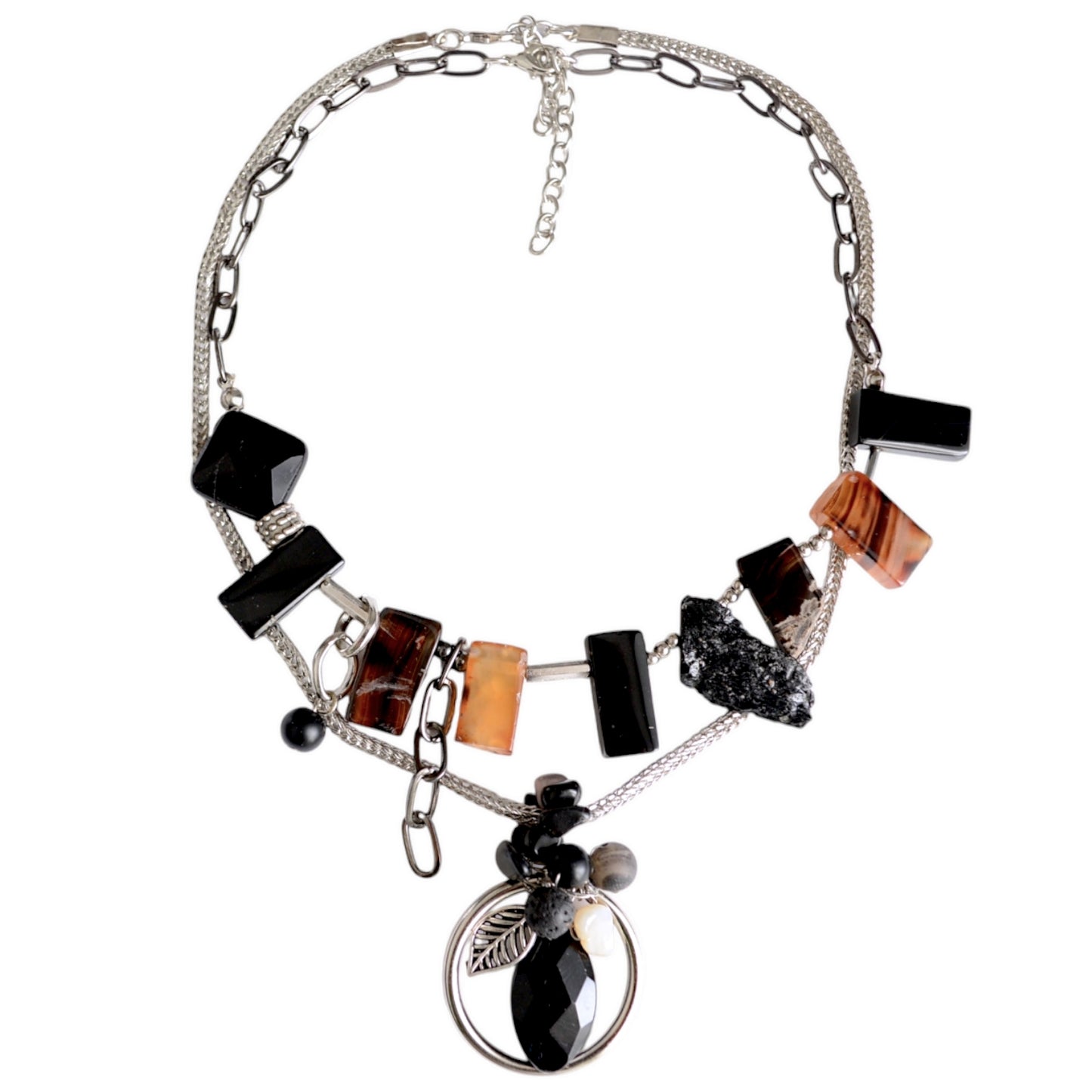 Akik ve Oniks Taşlı 2li Kolye Set