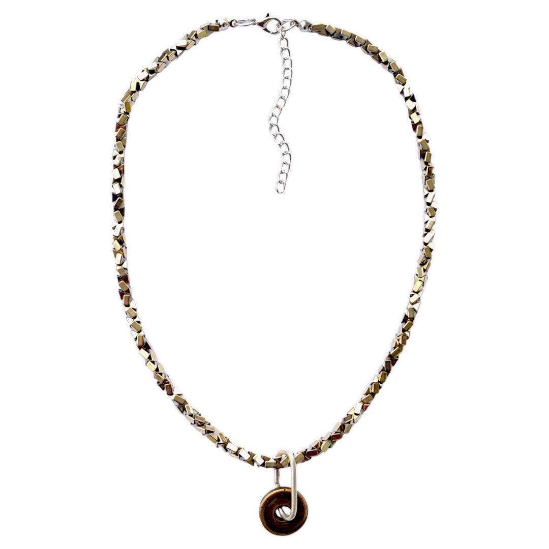 Hematit Taşlı Halka Kolye