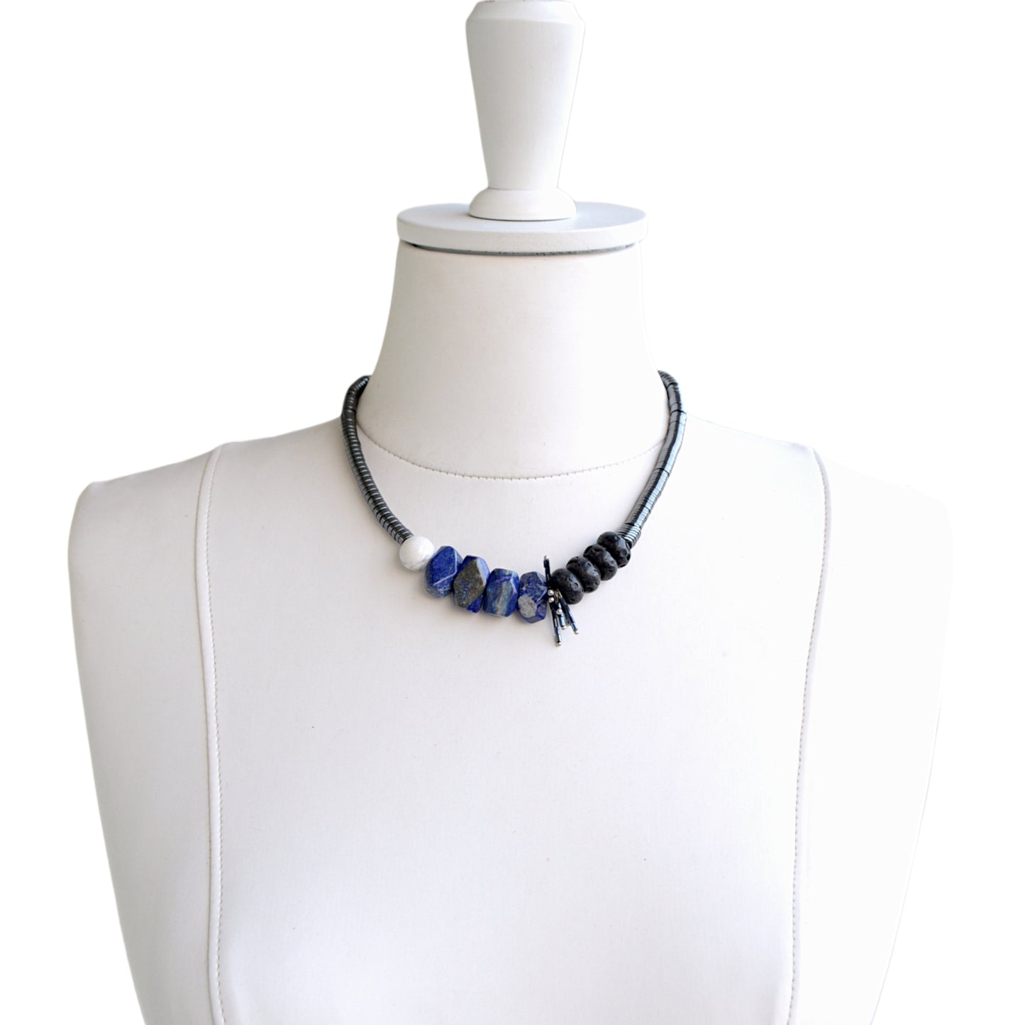 Lapis Lazuli Hematit ve Lav Taşlı Kolye