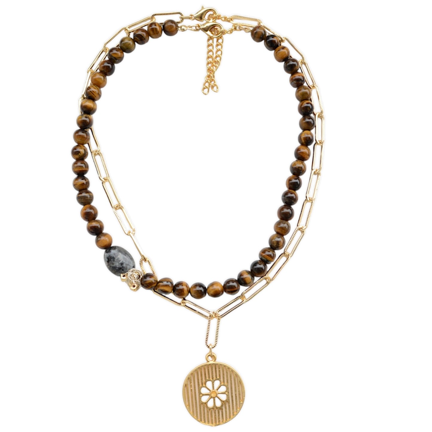 Kaplan Gözü ve Labradorit Taşlı 2li Kolye Set