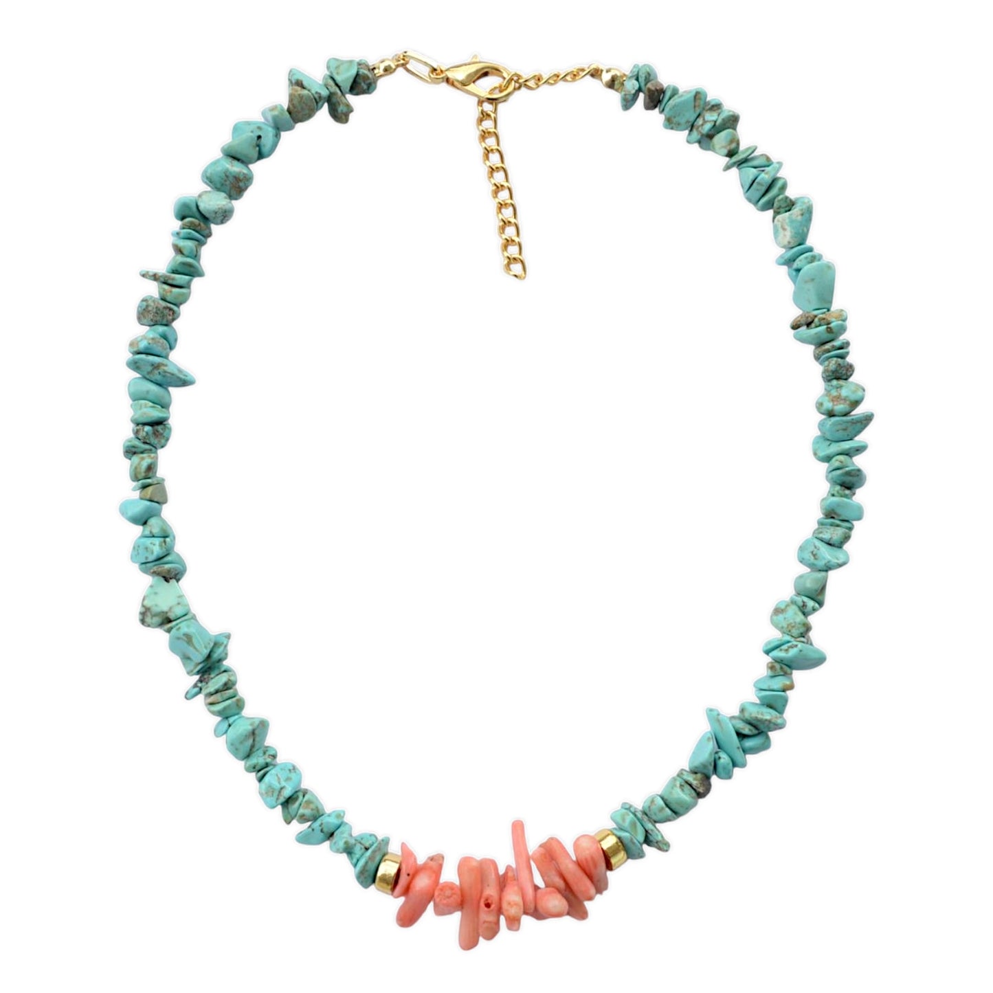 Turkuaz ve Mercan Taşlı 2li Kolye Set