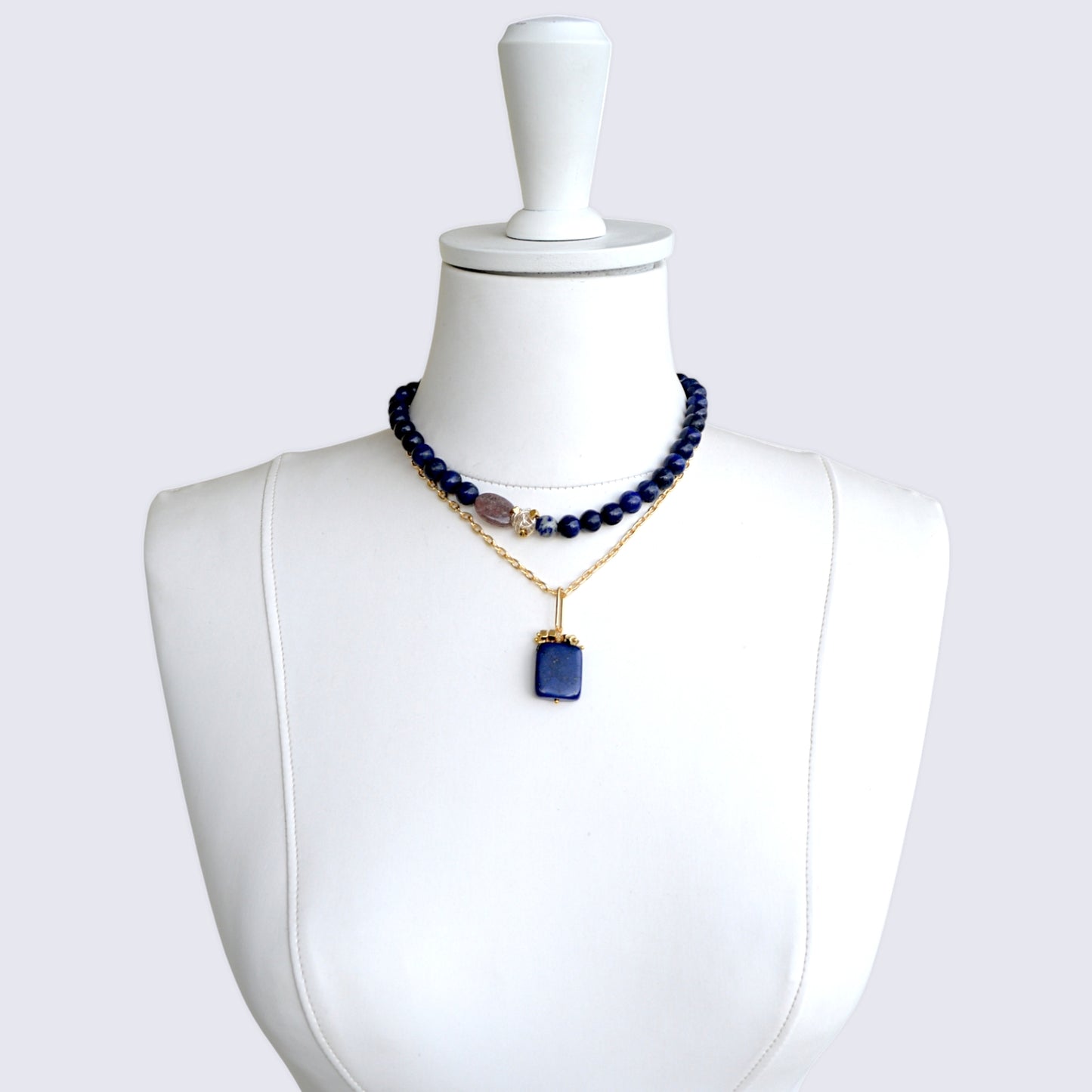 Lapis Lazuli Taşı 2li Kolye Set