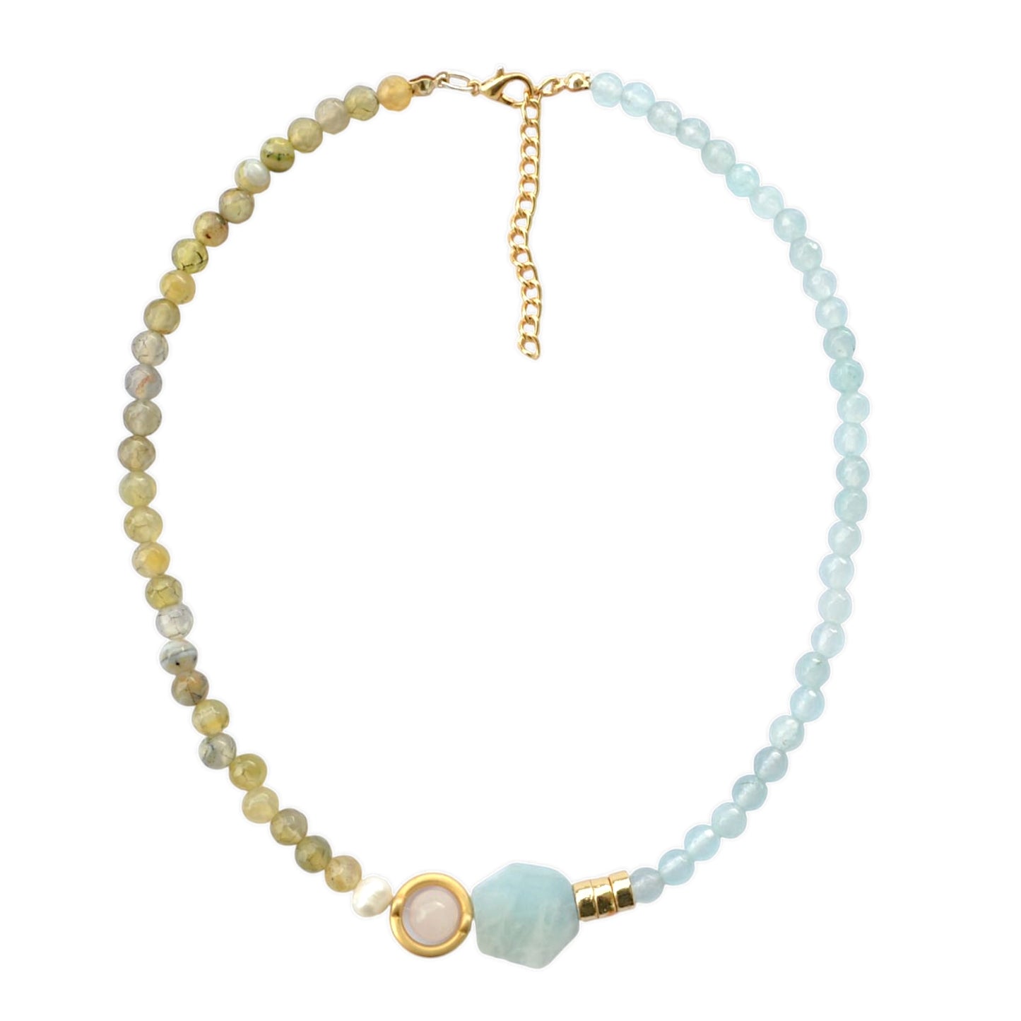 Akuamarin Taşlı 2li Kolye Set