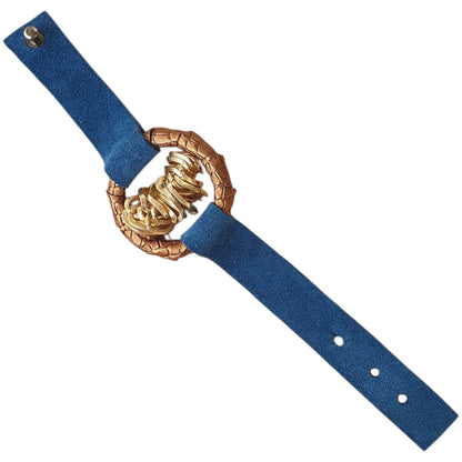 Copper Blue Leather Bracelet