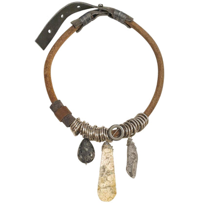 Natural Stone Leather Necklace
