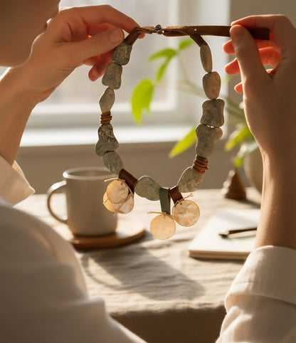 Turkuaz ve Sedef Taşlı Kolye