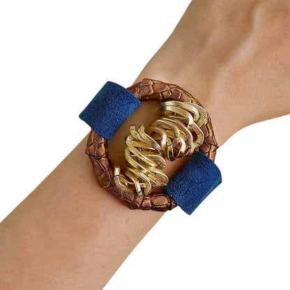 Copper Blue Leather Bracelet