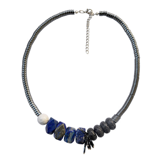 Lapis Lazuli Hematit ve Lav Taşlı Kolye