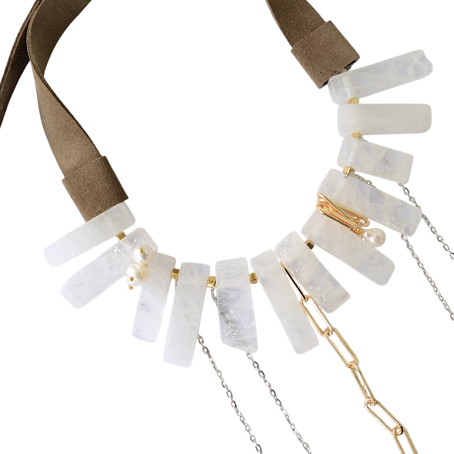 Quartz Stone Leather Necklace