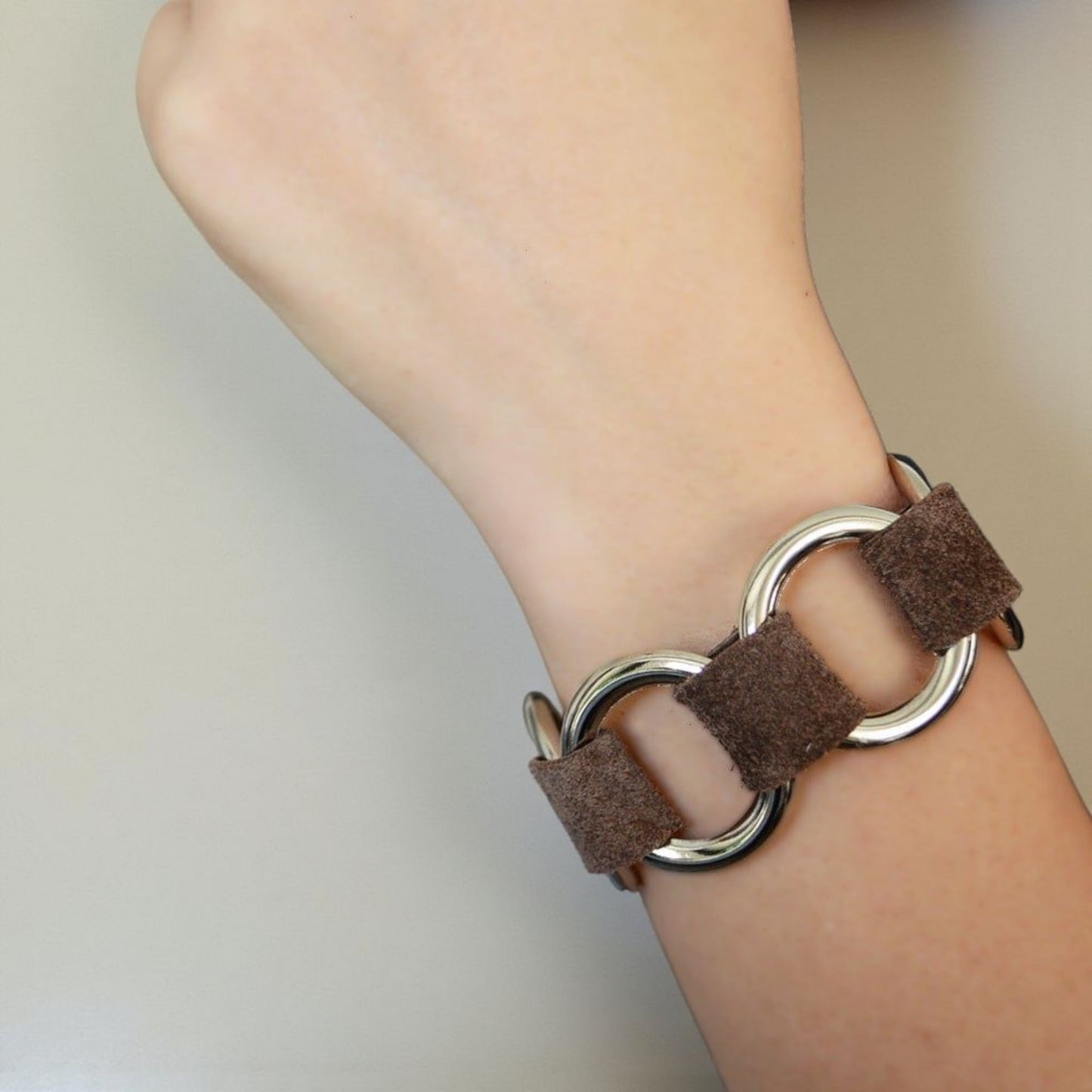 Brown Leather Bangle Bracelet