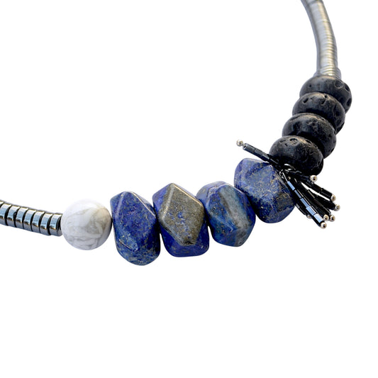 Lapis Lazuli Hematit ve Lav Taşlı Kolye