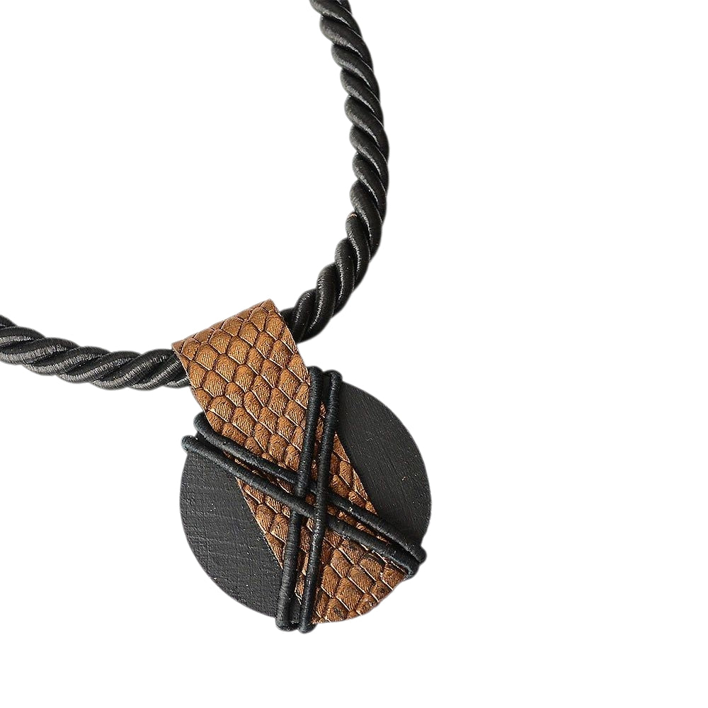 Hand Painted Pendant Leather Necklace