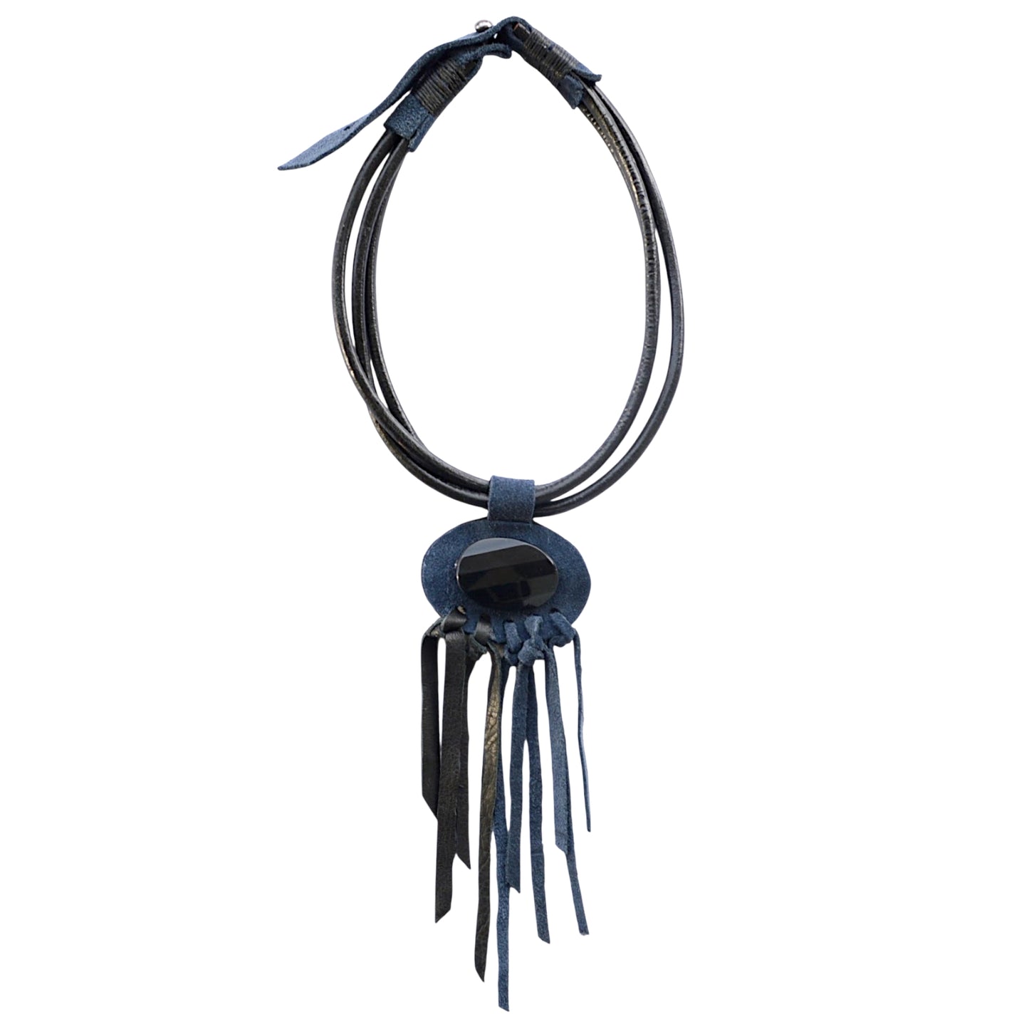 Oniks Taşlı Deri Kolye