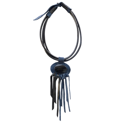 Oniks Taşlı Deri Kolye