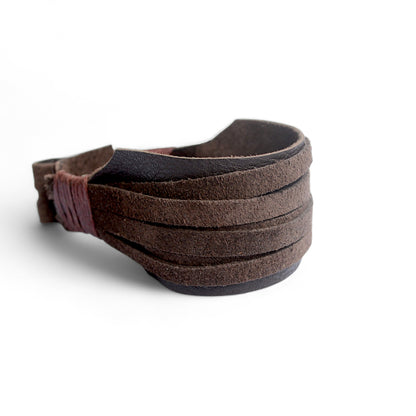 Koyu Kahverengi Deri Bileklik