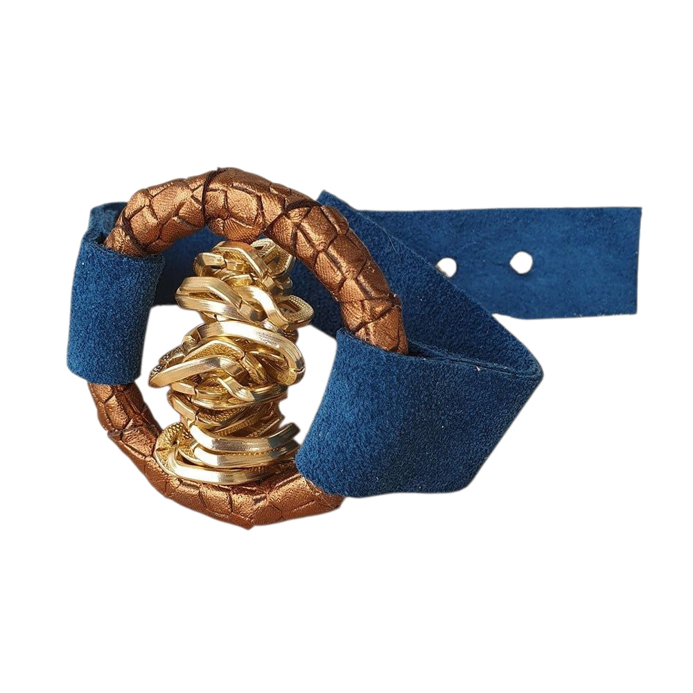 Copper Blue Leather Bracelet