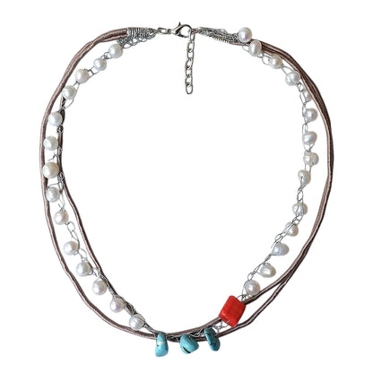 Pearl and Turquoise Stone Necklace