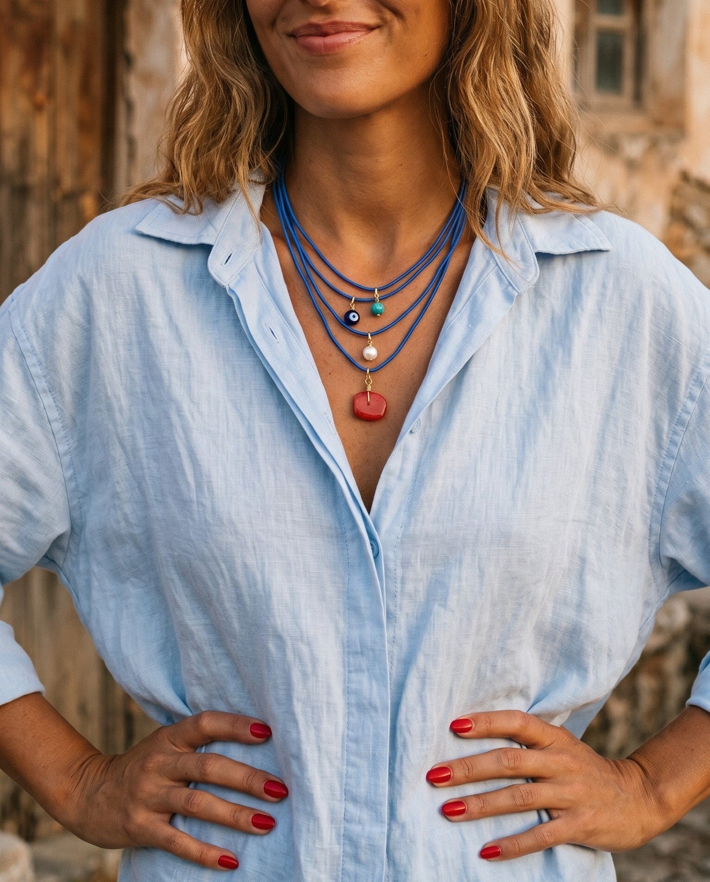 Evil Eye Beaded Rope Necklace