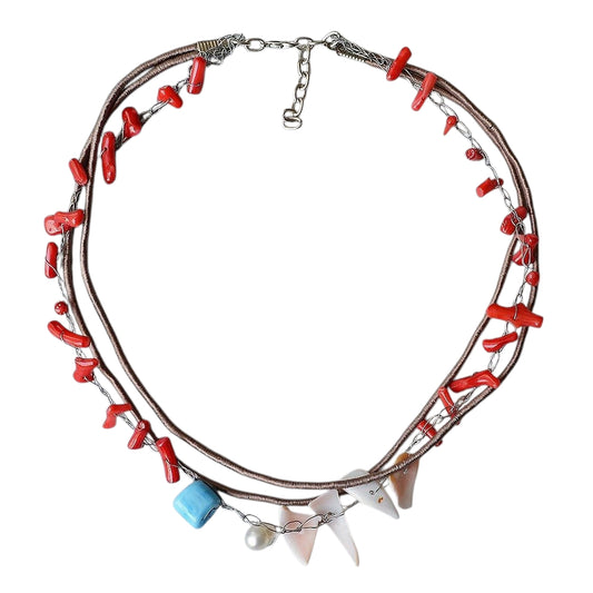 Coral Stone Seashell Necklace
