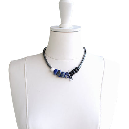 Lapis Lazuli Hematit ve Lav Taşlı Kolye