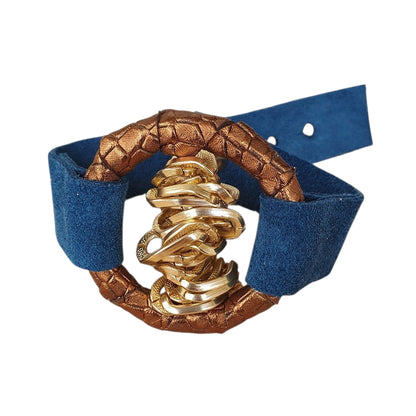 Copper Blue Leather Bracelet