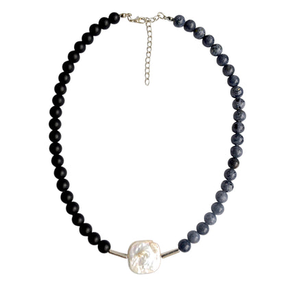 Barok İncili 2 Renk Doğal Taş Kolye