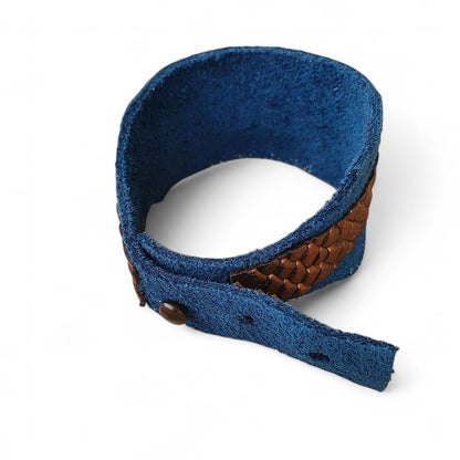 Bakır Mavi Kalın Deri Bileklik