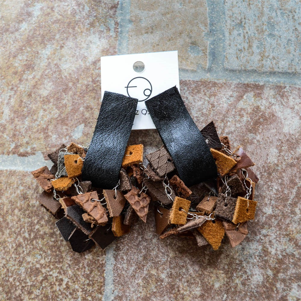 Taba - Siyah Deri Küpe